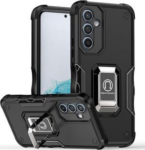 Fashion Case with Holder Back Cover Stander Shockproof Case For Samsung Galaxy A15 5G (Black)