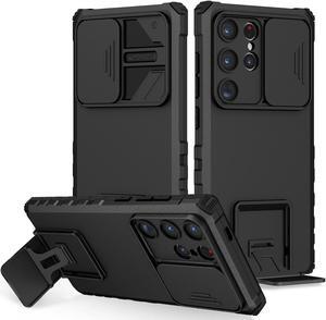 Fashion Case with Stander Shockproof Case For Samsung Galaxy S24 Ultra (Black)