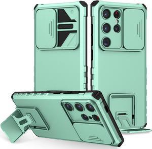 Fashion Case with Stander Shockproof Case For Samsung Galaxy S24 Ultra (Light Green)