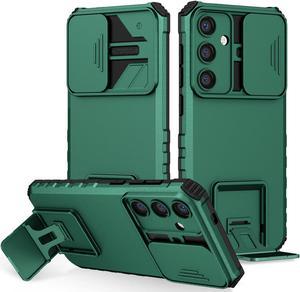 Fashion Case with Stander Shockproof Case For Samsung Galaxy S24 (Dark Green)