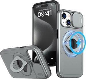 Fashion Case with Stander Wireless Charging Supported Case For iPhone 14 Plus (6.7inch) (Gray)