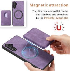 NEW Fashion Case with Card Holder Cover Detachable Case For Samsung Galaxy A15 5G (Purple)