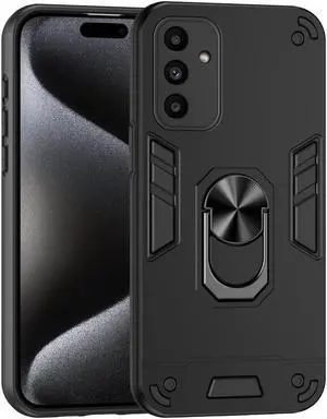 TYJKeJi Case with Holder Stander Case Shockproof Case For Samsung Galaxy A15 5G (Black)
