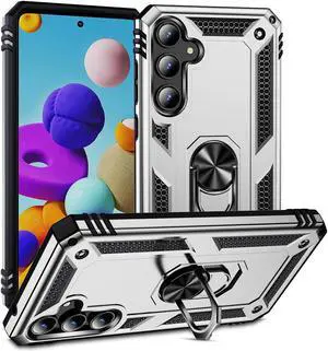 TYJKeJi Case with Holder Stander Case Shockproof Case For Samsung Galaxy A35 5G (Silver)