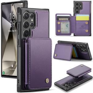 TYJKeJi Case With Card Holder Cover Detachable Case For Samsung Galaxy S23 Ultra (Purple)