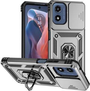 TYJKeJi Case with Stander Back Cover Case For Moto G Play 2024 (Silver)