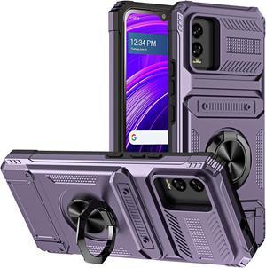 TYJKeJi Case with Card Holder Impact Resistant Ring Kickstand Shockproof Phone Cover Phone Case For BLU View Speed (Purple)