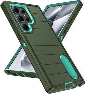 TYJKeJi Case with Stander Stylish Cover Case For Samsung Galaxy S24 Ultra (Dark Green)