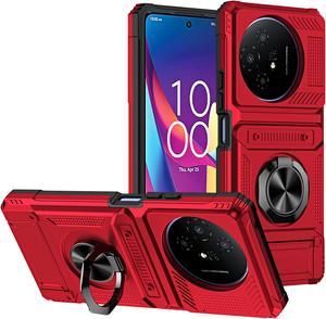 TYJKeJi Case with Card Holder Impact Resistant Ring Kickstand Shockproof Phone Cover Phone Case For TCL 50 XL 5G For TCL 50XL (Red)