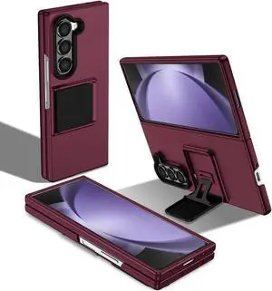TYJKeJi Case with Stander Cover Case For Samsung Galaxy Z Fold 6 For Samsung Galaxy Z Fold6 (Wine Red)