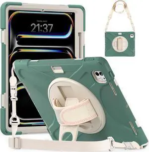 TYJKeJi Case Fashion Protective Case Stander Case for iPad Pro 13 Inch M4 2024 (7th Gen) Released (Dark Green)