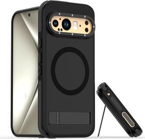 TYJKeJi Case with Stander Cover Case For Google Pixel 9 Pro (6.3inch) / For Google Pixel 9 (6.3inch) (Black)