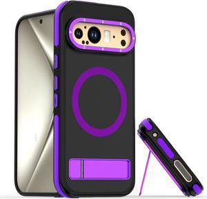 TYJKeJi Case with Stander Cover Case For Google Pixel 9 Pro (6.3inch) / For Google Pixel 9 (6.3inch) (Purple)