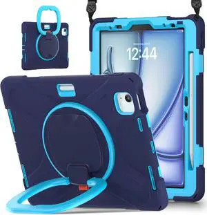 TYJKeJi Case Fashion Protective Case with Stander Case for iPad Air 11 Inch 2024 (Dark Blue)