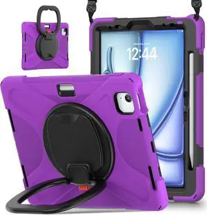 TYJKeJi Case Fashion Protective Case with Stander Case for iPad Air 11 Inch 2024 (Purple)
