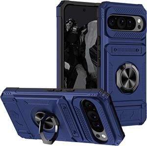 TYJKeJi Case with Stander Fashion Cover with Card Holder Case For Google Pixel 9 Pro XL (6.8inch) (Blue)