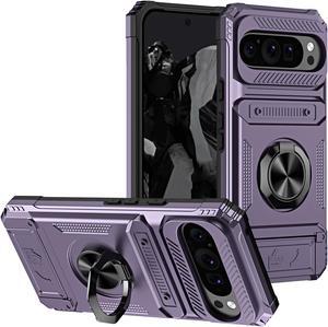 TYJKeJi Case with Stander Cover Case For Google Pixel 9 Pro (6.3inch) / For Google Pixel9 (6.3inch) (Purple)