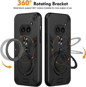 TYJKeJi Case with Stander Cover Case For Nothing Phone 2A (Black)