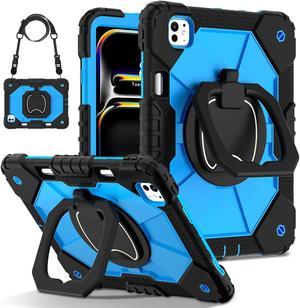 TYJKeJi Case Fashion Protective Case Stander Case for iPad Pro 11 Inch 2024 (Blue)