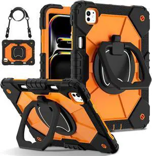 TYJKeJi Case Fashion Protective Case Stander Case for iPad Pro 11 Inch 2024 (Orange)