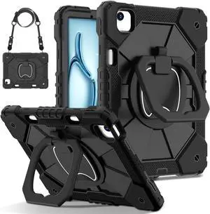 TYJKeJi Case Fashion Protective Case with Stander Case for iPad Air 11 Inch 2024 (Black)