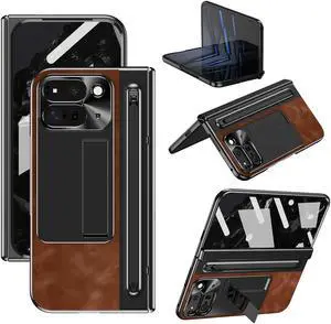 TYJKeJi Case with Stander Fashion Cover Case For Google Pixel 9 Pro Fold (Brown)