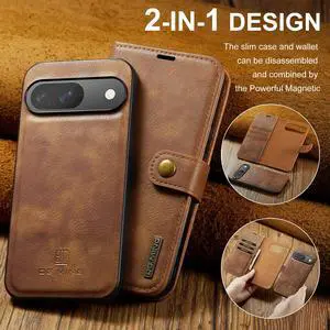 TYJKeJi Case with Card Holder Fashion Cover Flip Case For Google Pixel 9 Pro (6.3inch) / For Google Pixel 9 (6.3inch) (Brown)