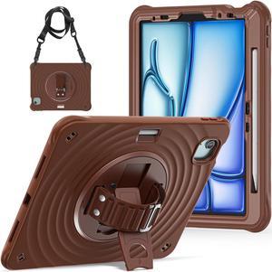 TYJKeJi Case Fashion Protective Case with Stander Case for iPad Air 11 Inch 2024 (Dark Brown)