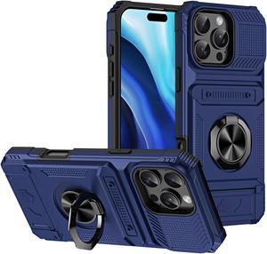 TYJKeJi Case with Stander Cover Case For iPhone 16 Pro Max (6.9inch) (Blue)