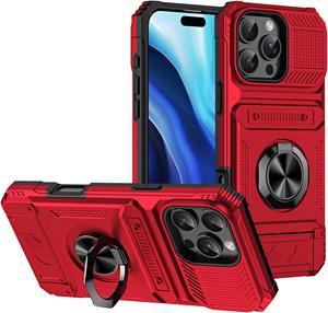 TYJKeJi Case with Stander Cover Case For iPhone 16 Pro Max (6.9inch) (Red)