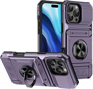 TYJKeJi Case with Stander Cover Case For iPhone 16 Pro (6.3inch) (Purple)