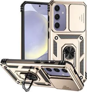 TYJKeJi Case with Stander Fashion Cover KickStand Case For Samsung Galaxy S24 FE (Gold)