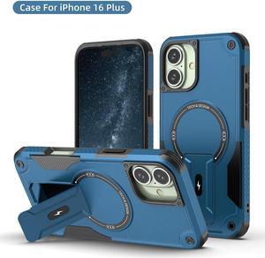 TYJKeJi Case with Stander Fashion Cover (Compatible with Magsafe) KickStand Case For iPhone 16 Plus (6.7inch) (Blue)