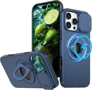 TYJKeJi Case with Stander Cover (Compatible with Magsafe) KickStand Case For iPhone 16 Pro Max (6.9inch) (Blue)