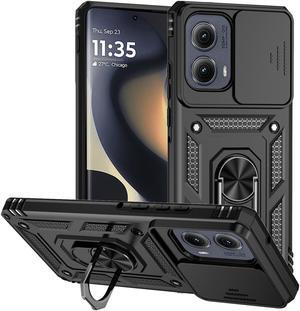 TYJKeJi Case with Stander Fashion Cover KickStand Case For Motorola Edge 2024 For Moto Edge 2024 (Black)