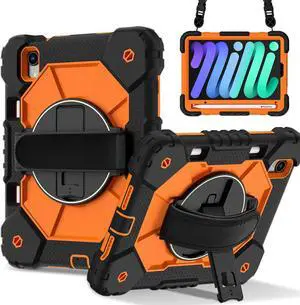 TYJKeJi Case Fashion Protective Case Stander Case for iPad Mini 7th/6th Generation 8.3 Inch 2024/2021 For iPad Mini 7 A17 Pro (Orange)