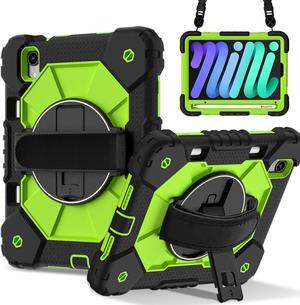 TYJKeJi Case Fashion Protective Case Stander Case for iPad Mini 7th/6th Generation 8.3 Inch 2024/2021 For iPad Mini 7 A17 Pro (Yellow)