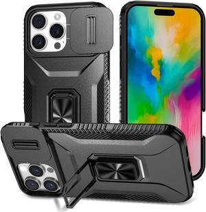 TYJKeJi Case with Stander Cover KickStand Case For iPhone 16 Pro Max (6.9inch) (Black)