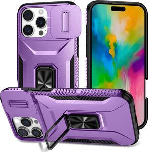 TYJKeJi Case with Stander Cover KickStand Case For iPhone 16 Pro Max (6.9inch) (Purple)