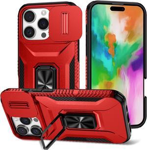 TYJKeJi Case with Stander Cover KickStand Case For iPhone 16 Pro (6.3inch) (Red)