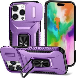 TYJKeJi Case with Stander Cover KickStand Case For iPhone 16 Pro (6.3inch) (Purple)