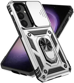 TYJKeJi Case with Stander Fashion Cover KickStand Case For Samsung Galaxy S25 Plus (S25+) (6.7inch) (Silver)