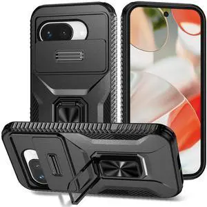 TYJKeJi Case with Stander Fashion Cover KickStand Case For Google Pixel 9A (Black)