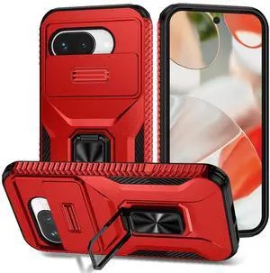 TYJKeJi Case with Stander Fashion Cover KickStand Case For Google Pixel 9A (Red)