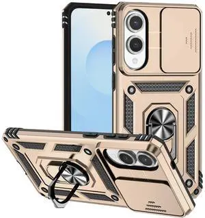 TYJKeJi Case with Stander Fashion Cover KickStand Case For Samsung Galaxy S25 Edge (Gold)