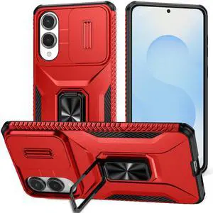 TYJKeJi Case with Stander Holder Fashion Cover KickStand Case For Samsung Galaxy S25 Edge (Red)