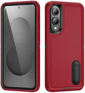 TYJKeJi Case with Stander Fashion Cover KickStand Case For Samsung Galaxy S25 Edge (Red)