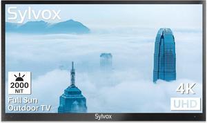 SYLVOX 75 inch Full Sun Outdoor TV Smart Waterproof TV 4K Ultra High-Resolution 2000nits,7x16(H) Support Bluetooth Wi-Fi Suitable for Partial Sun or Strong Light Area(Pool Series)