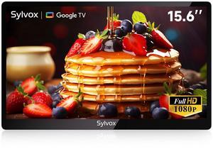 SYLVOX Kitchen TV, 15.6 inch Smart TV with Google System, 1080P FHD Small TV Rotated & Foldable Support Google Assistant WiFi Bluetooth Under Cabinet TV for Kitchen, Bedroom, RV Camper (Mini Smart)