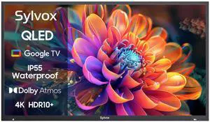SYLVOX Smart Outdoor TV, 43'' 4K 1000nits QLED Waterproof TV, Newest Google TV with Dolby Atmos, All Weatherproof TV for Partial Sun (Deck Pro QLED 2.0 New)